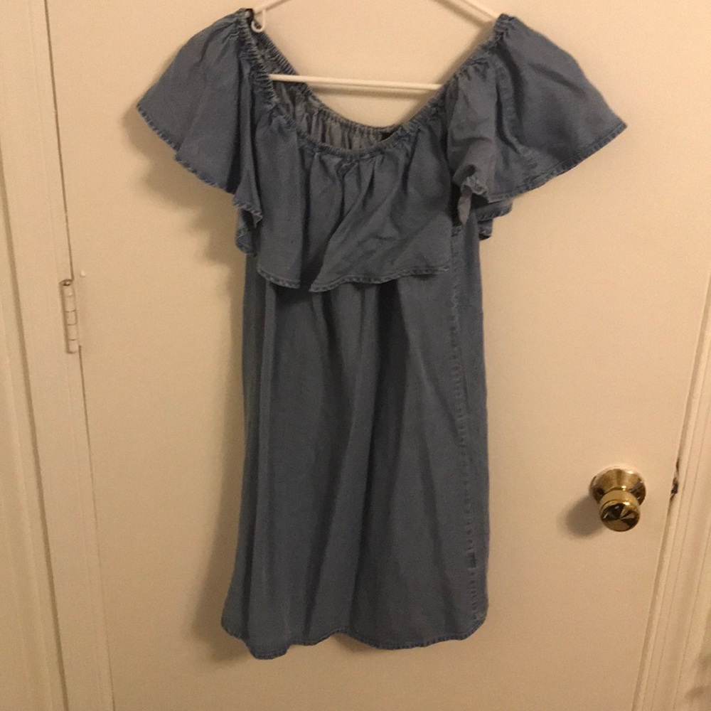 Chambray off the shoulder dress